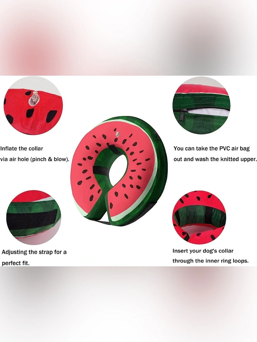 MIDOG Watermelon Inflatable Pet Soft Cone Collar Size XS